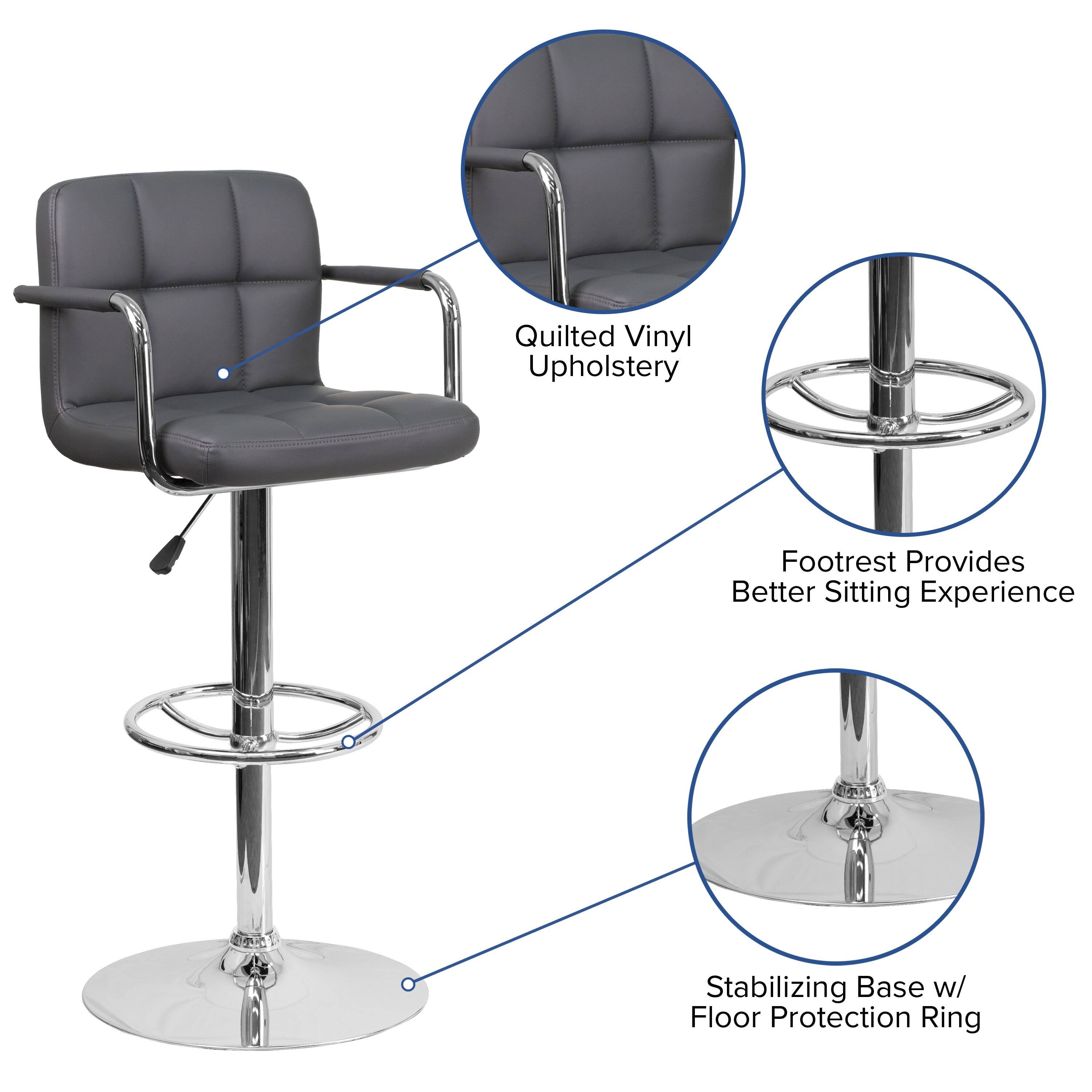 Quilted Vinyl Upholstery  
Footrest Provides Better Sitting Experience  
Stabilizing Base w/ Floor Protection Ring