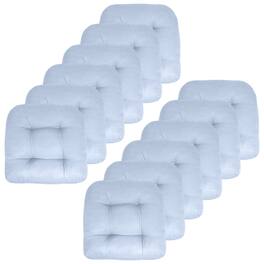 Sweet Home Collection - Patio Cushions Indoor/Outdoor Chair Pads Tufted 19" x 19", 12-Pack - Light Blue