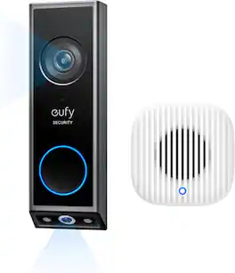 eufy - Video Doorbell E340 & Chime 2, 2K Full HD Dual Cameras, Doorbell Camera Wireless & Wired, Color Night Vision - black+white