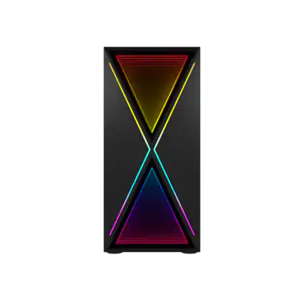 Front. Bluegears - b-BlackWidow-RGB Black Gaming PC case, include 3 x PWM 120mm ARGB Fans, Fan Controller with Remote, Support up to EATX. - Black.