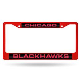 Rico Industries - Chicago-Blackhawk's Red Painted Metal Laser Cut License Plate Frame - Multi