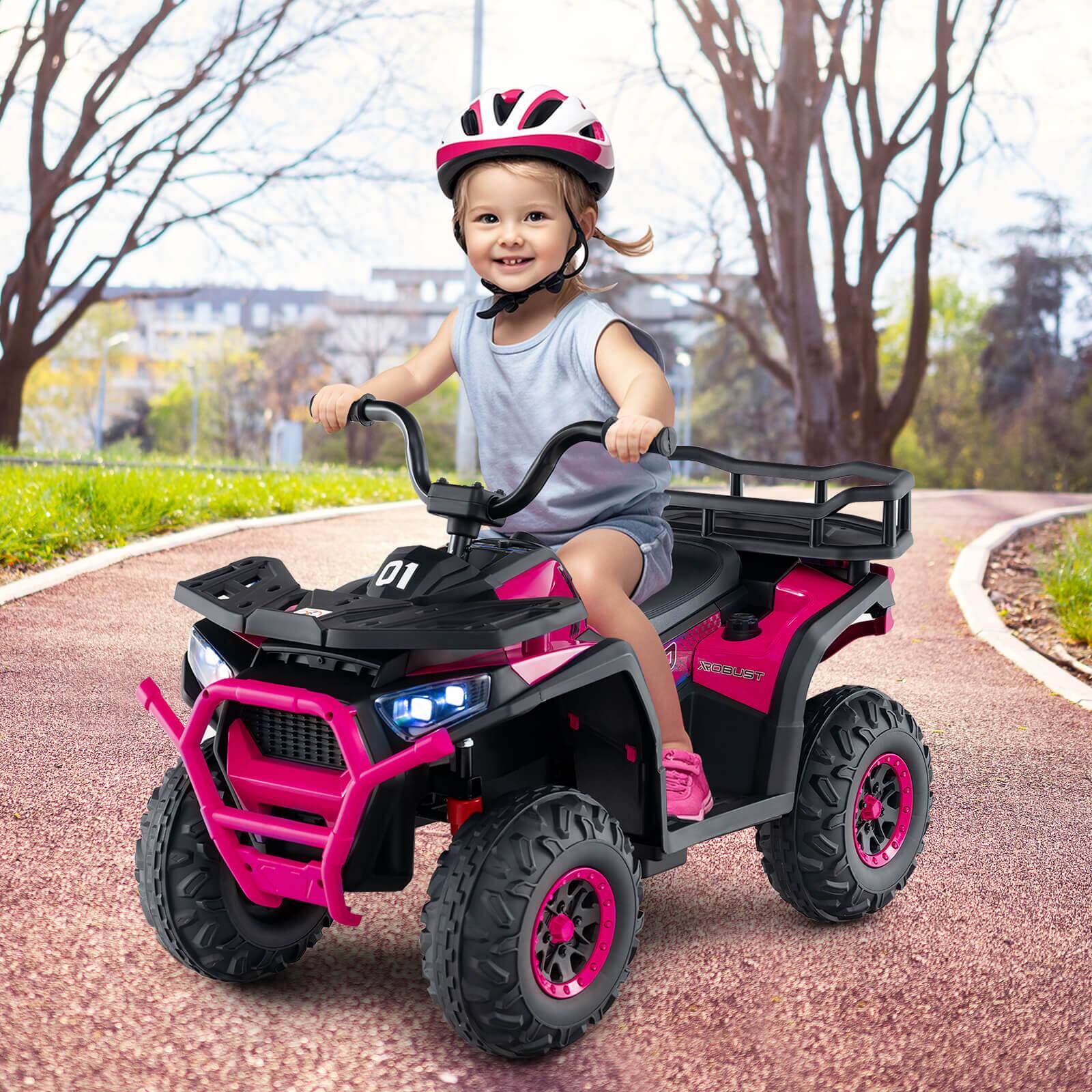 Alt View 3. Costway - Costway 24V Kids Ride on Electric ATV Car Toy with Spring Suspension & LED Lights USB - Pink.
