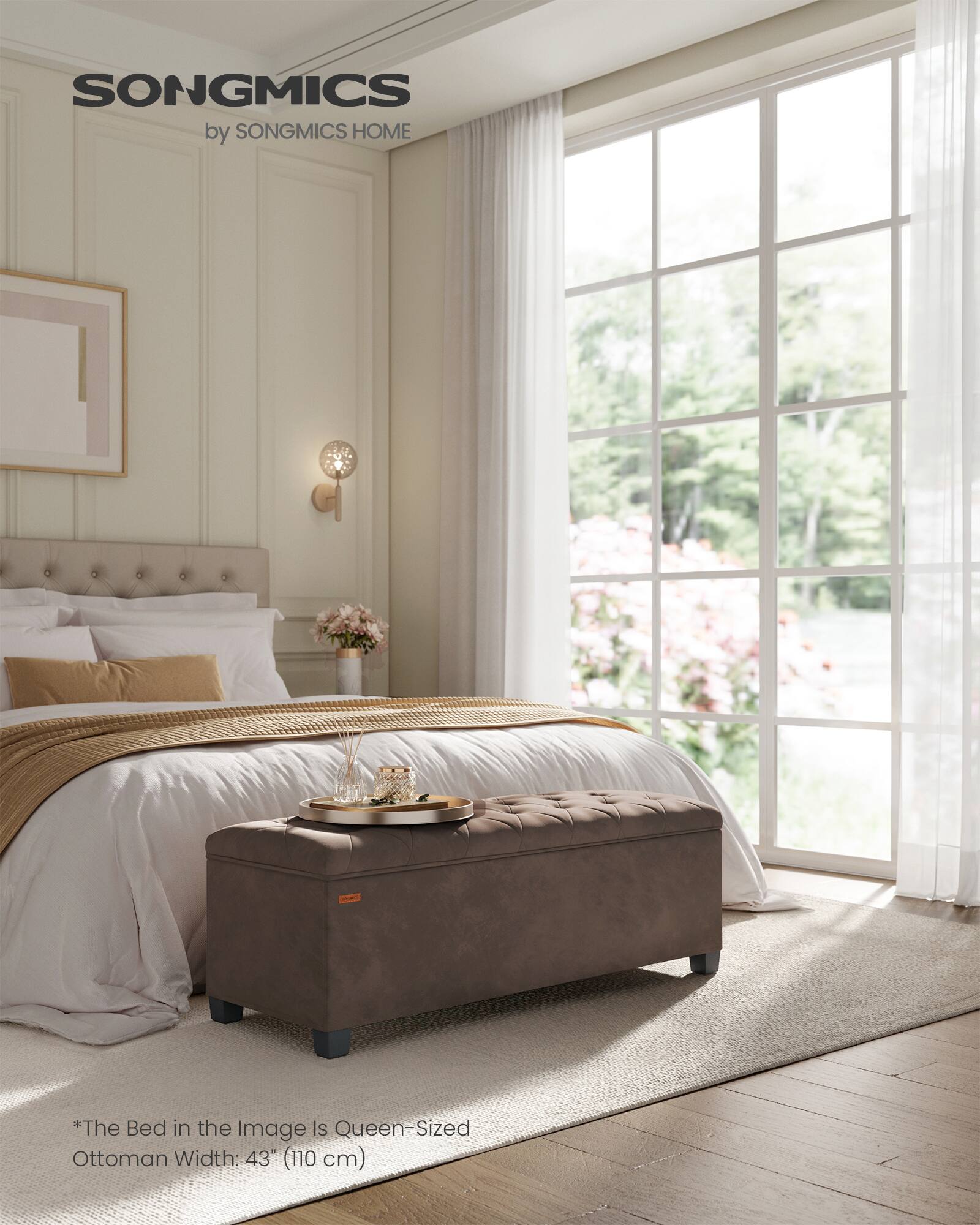 SONGMICS  
by SONGMICS HOME  

*The Bed in the Image Is Queen-Sized Ottoman Width: 43" (110 cm)