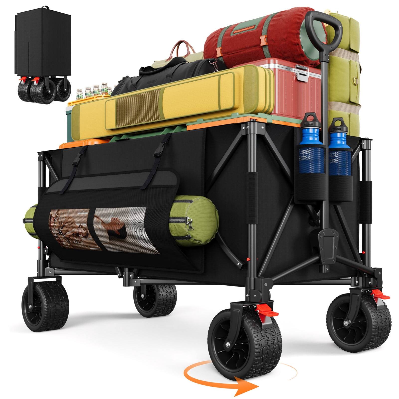 Front. Sugift - Collapsible Wagon Cart 47.6in 400lbs Capacity 300L Heavy-Duty All-Terrain Wheels for Beach Camping Shopping.
