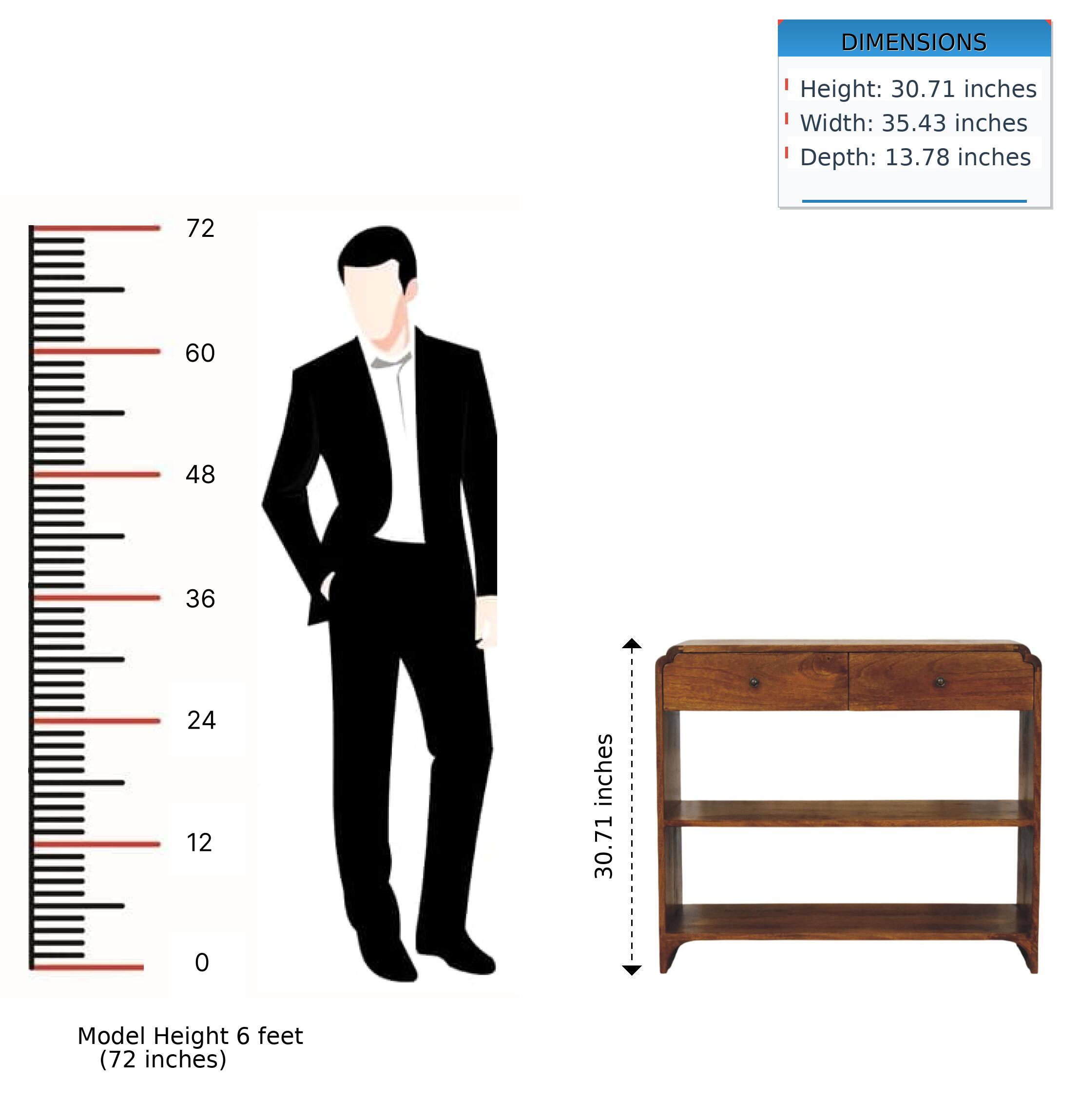 DIMENSIONS  
Height: 30.71 inches  
Width: 35.43 inches  
Depth: 13.78 inches  

Model Height 6 feet (72 inches)