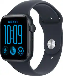 Apple Watch SE 3 (GPS) 44mm Aluminum Case with Navy Blue Sport Band - M/L - Midnight - (2026)