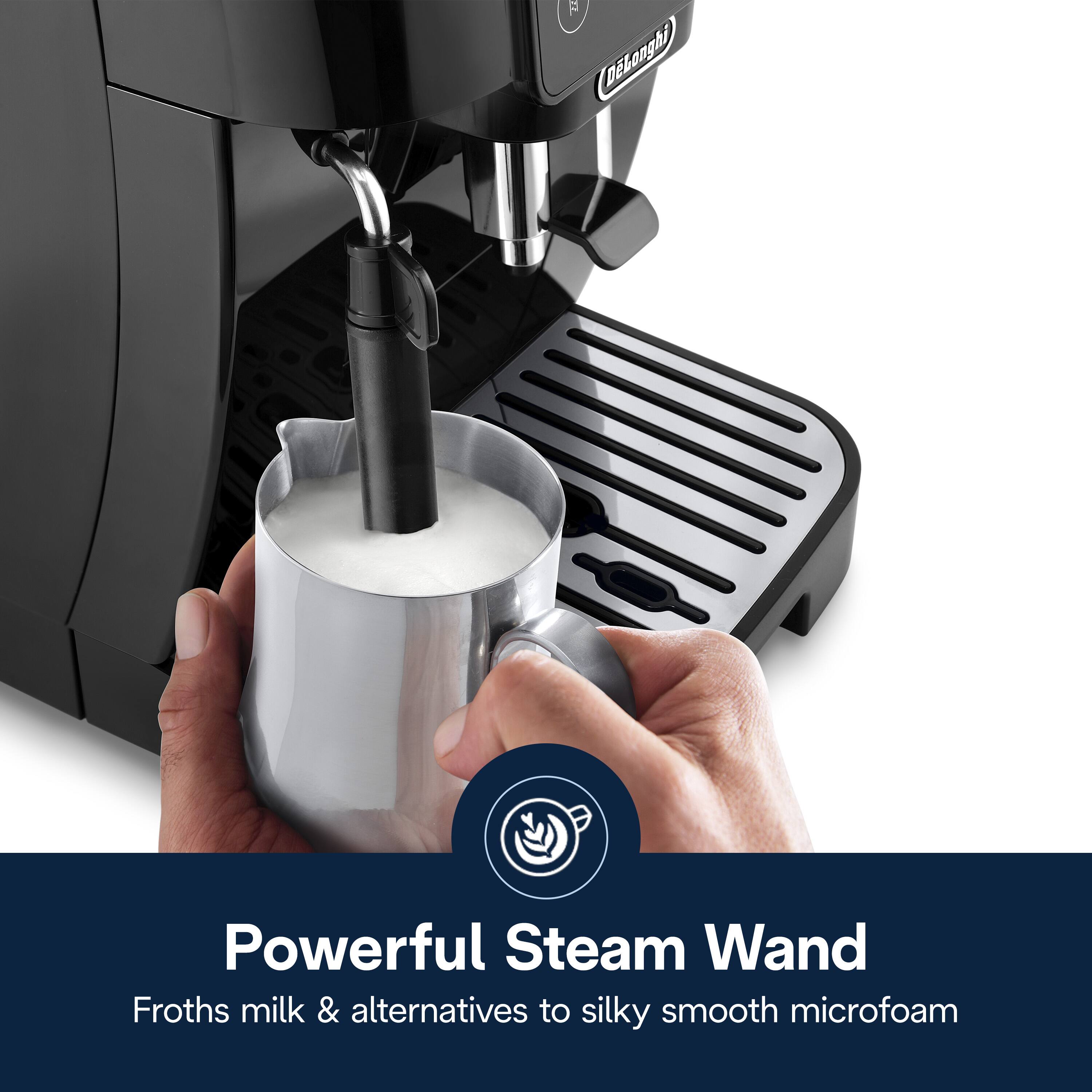 "Powerful Steam Wand: Froths milk & alternatives to silky smooth microfoam."