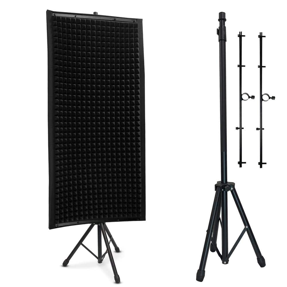 Pyle - Microphone Isolation Panel with Height Adjustable Tripod Stand - High Density 2" Thick Foam Sound Dampening Wall