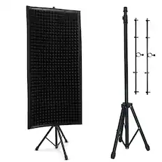 Front. Pyle - Pyle Microphone Isolation Panel with Height Adjustable Tripod Stand - High Density 2" Thick Foam Sound Dampening Wall.