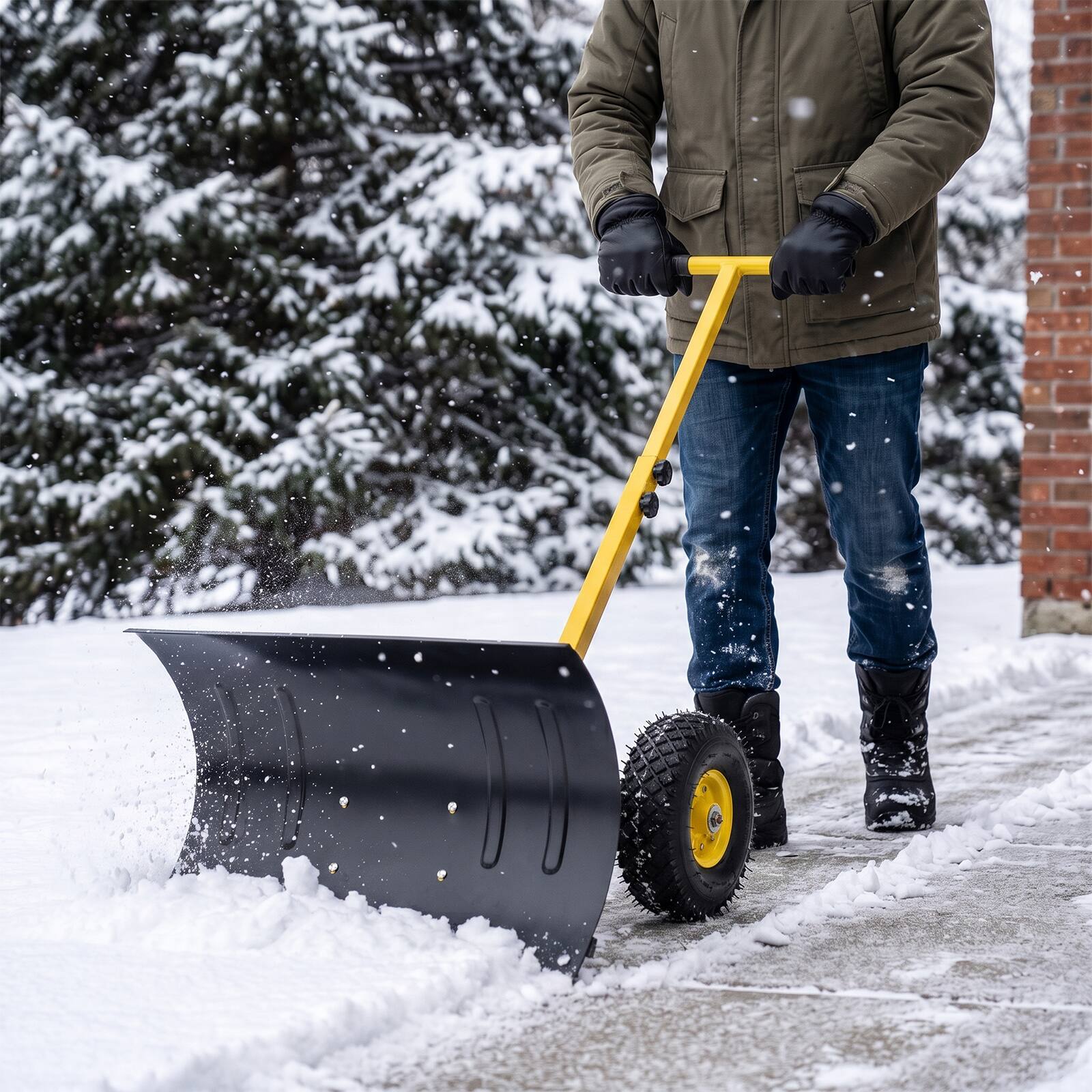 Alt View 2. Winado - Snow Shovel with Wheels, 24" Wide 18" Long Snow Plow Shovel Angle & Height Adjustable Padded Handle Efficient - Black.