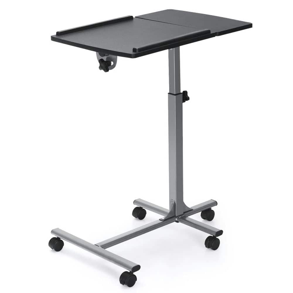 Pefilos - Adjustable Angle Height Rolling Laptop Table- Office Furniture, Portable Desk for Home & Office - Black