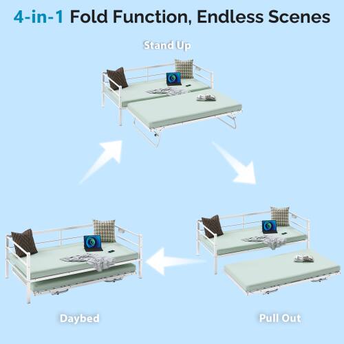4-in-1 Fold Function, Endless Scenes

- Stand Up
- Daybed
- Pull Out