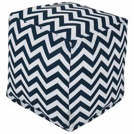 Majestic Home - Cube Pouf Chevron Navy - Blue