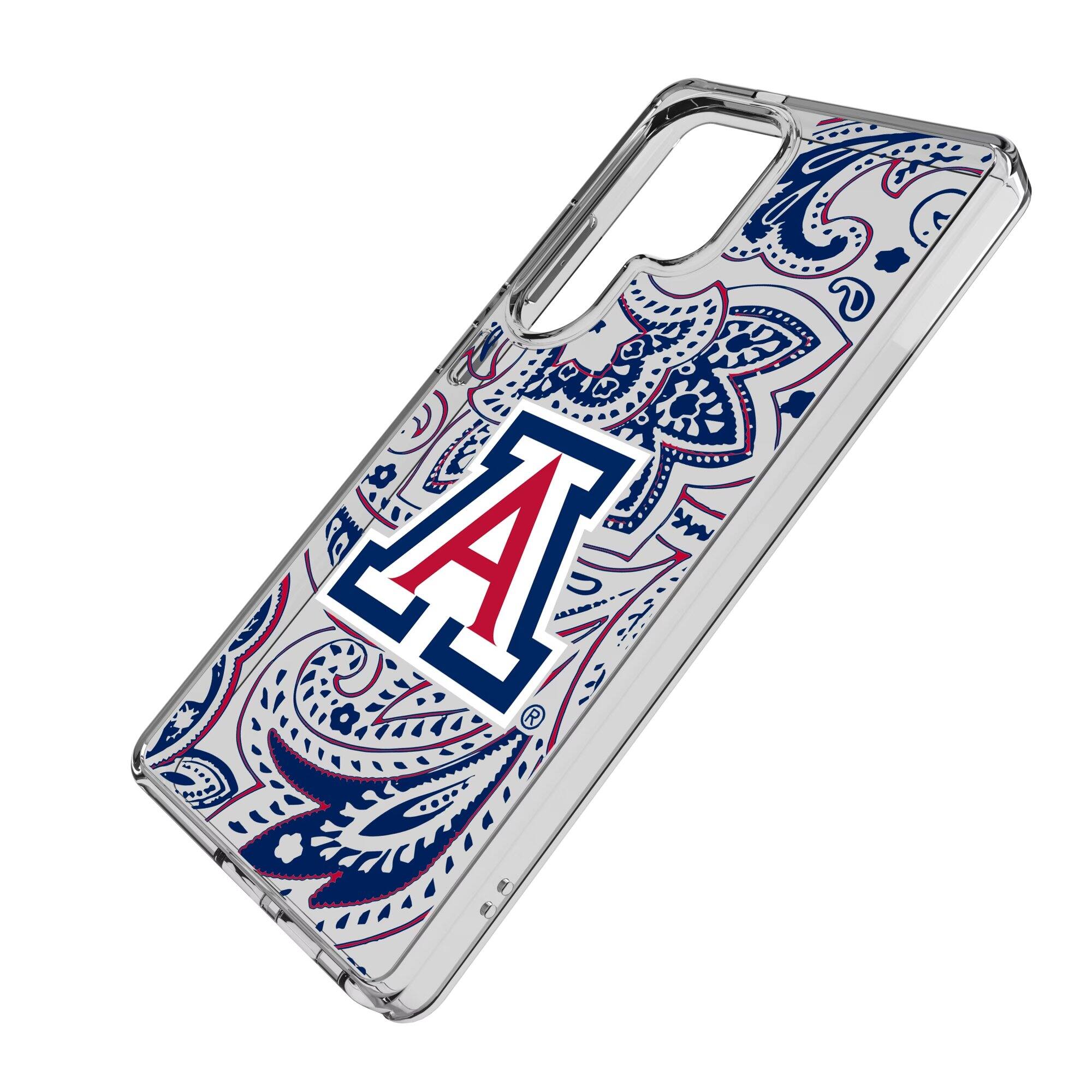 Alt View 1. Keyscaper - Arizona Wildcats Paisley Galaxy Clear Case - S24 Plus - Multicolor.