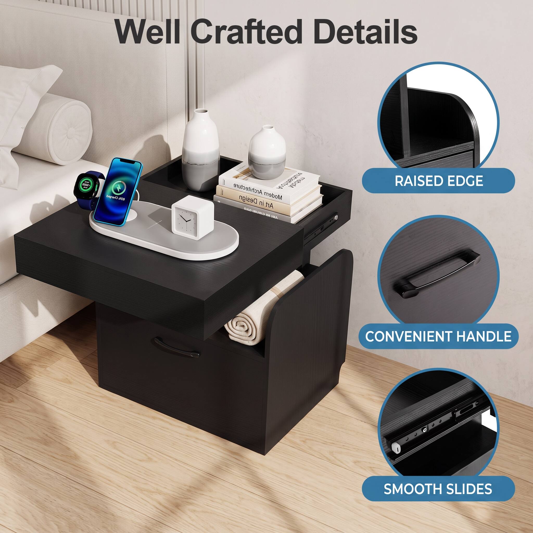 Well Crafted Details

- Raised Edge
- Convenient Handle
- Smooth Slides