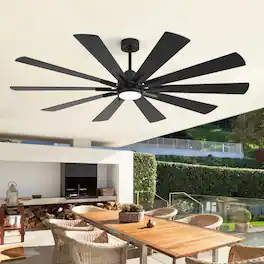 Breezary - 72-Inch Modern Ceiling Fan, Dimmable LED, 10 Premium Plywood Blades, Quiet DC Motor, Remote Control, 6"/12" Downrods - 72-inch in Black and Walnut finish