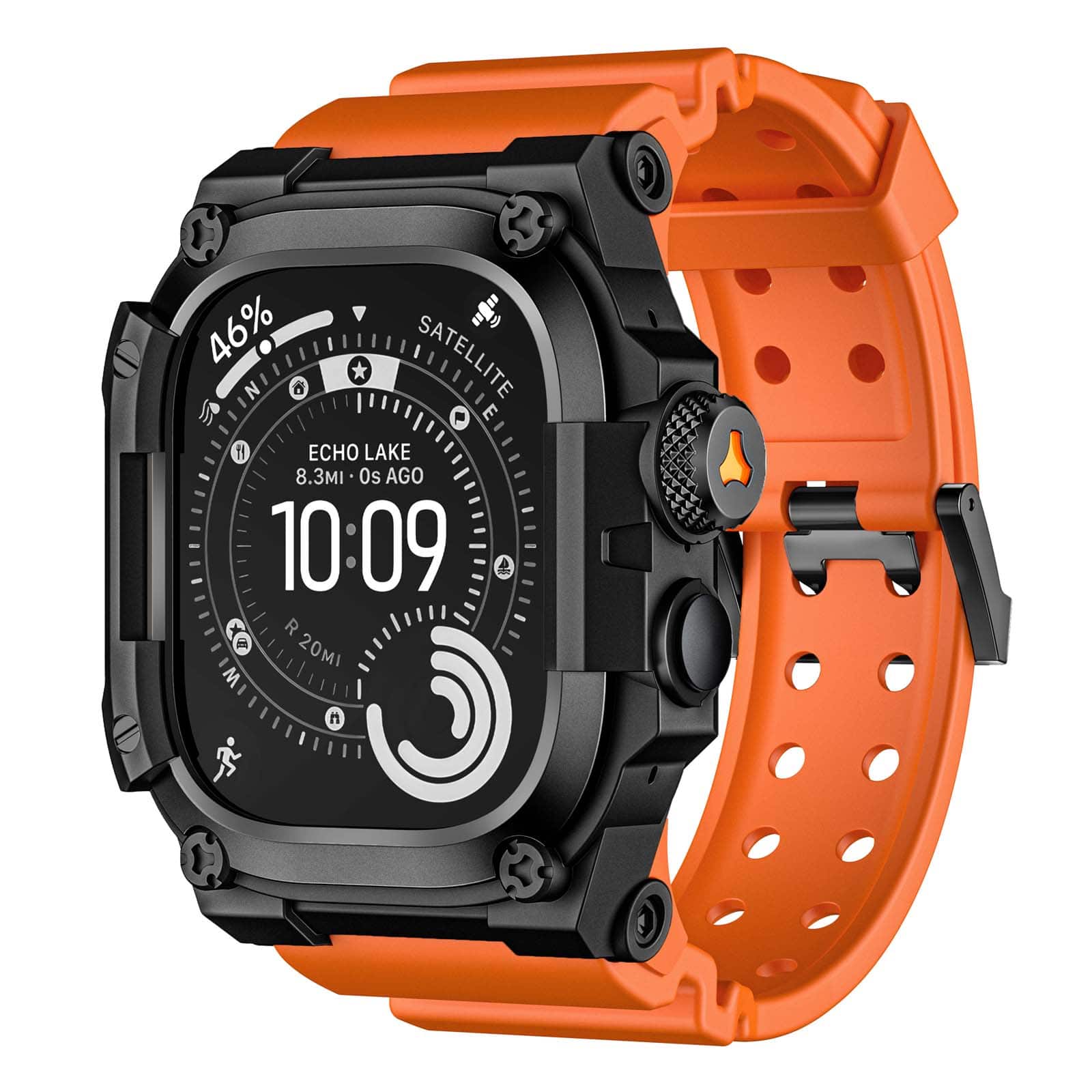 Dteck - Sport Band with Rugged Case for Apple Watch Ultra 3/2/1 49mm, Military Grade Shockproof Cover for Outdoor Adventures - Black Orange price history on PriceWatchPro