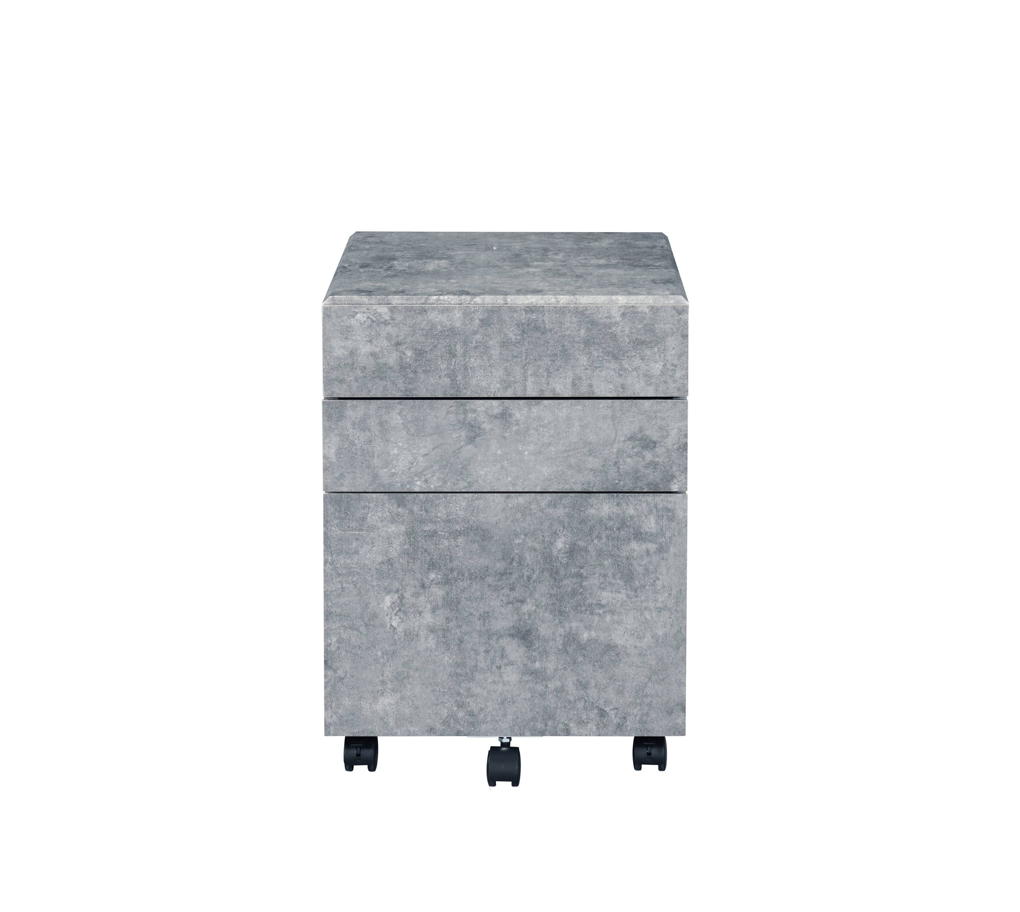 Alt View 2. TinyHomie - Jurgen Faux Concrete & Silver Finish File Cabinet.