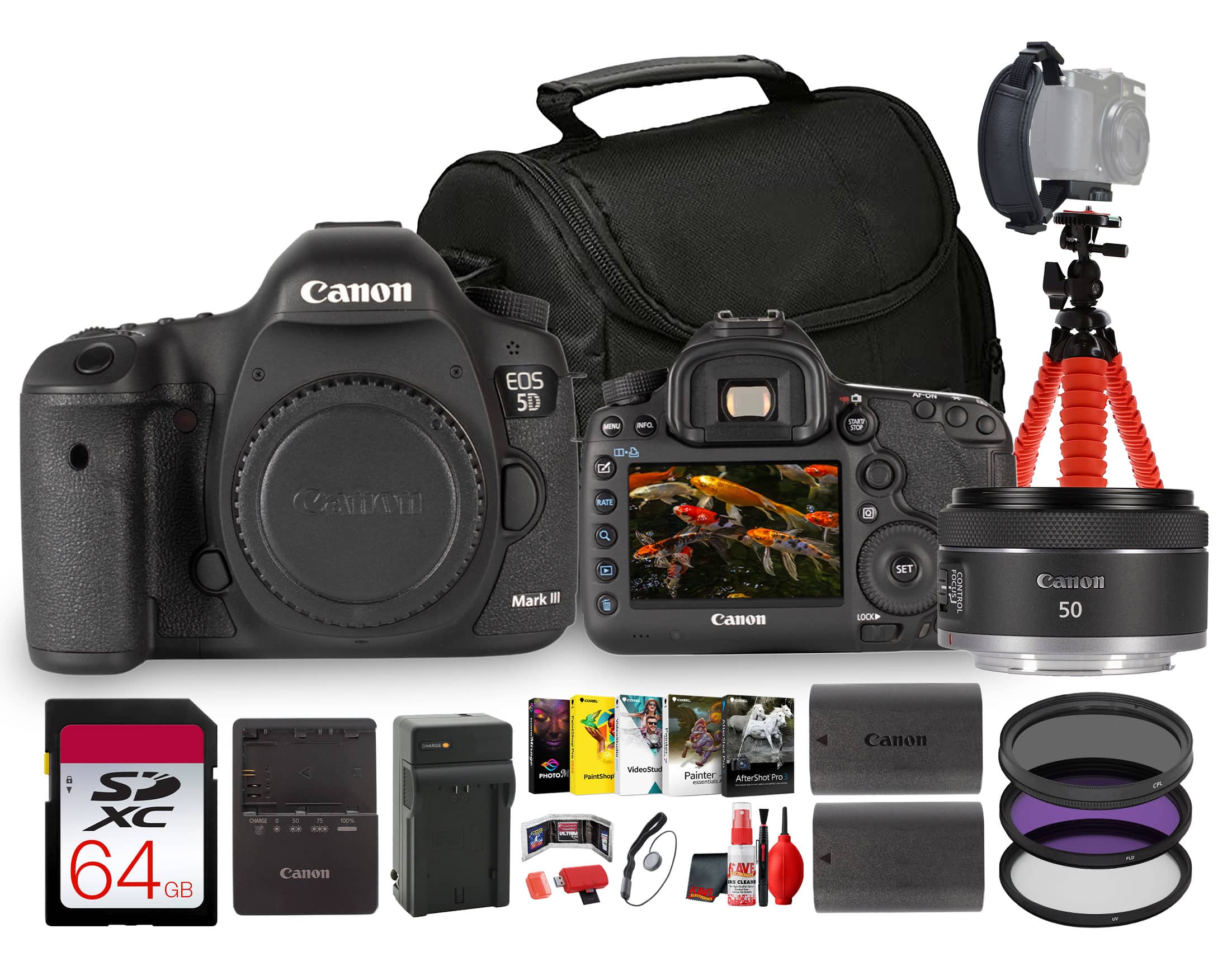 Canon EOS 5D Mark III DSLR Camera 22.3MP Full Frame Bundle
