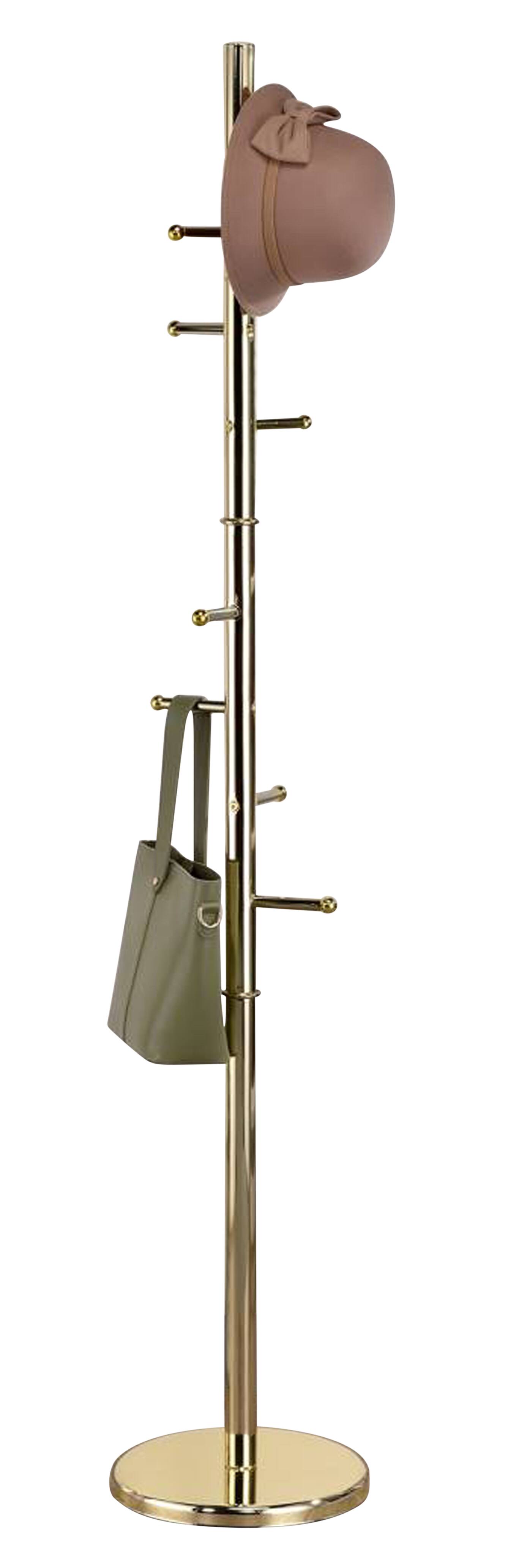 Angle. Kings Brand Furniture - Kings Brand Furniture - Hyre 8 Hook Entryway Hall Tree Coat & Hat Rack Stand, Brass - Gold.