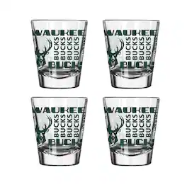 Logo Brands - Milwaukee Bucks 4-Pack 2oz. Shot Glass Set - Multicolor