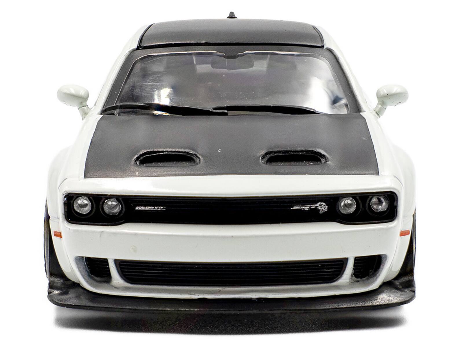 Alt View 3. Solido - 2020 Dodge Challenger SRT Hellcat Redeye Widebody White Knuckle with Matt Black Hood and Top 1/43 Model Car by Solido.