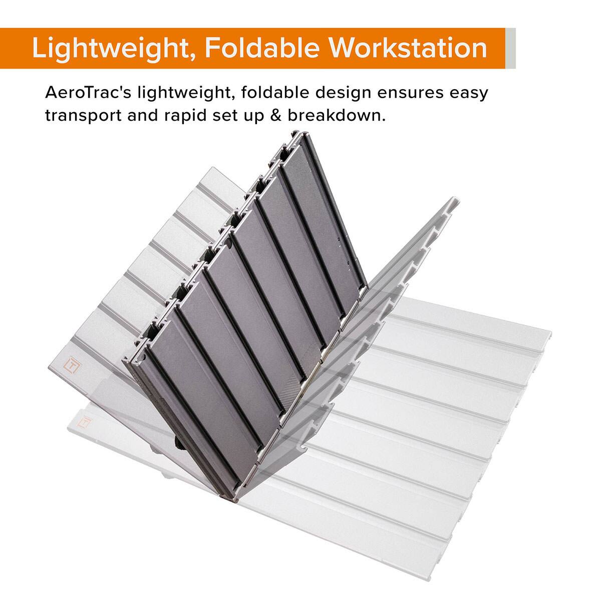 Lightweight, Foldable Workstation

AeroTrac's lightweight, foldable design ensures easy transport and rapid set up & breakdown.