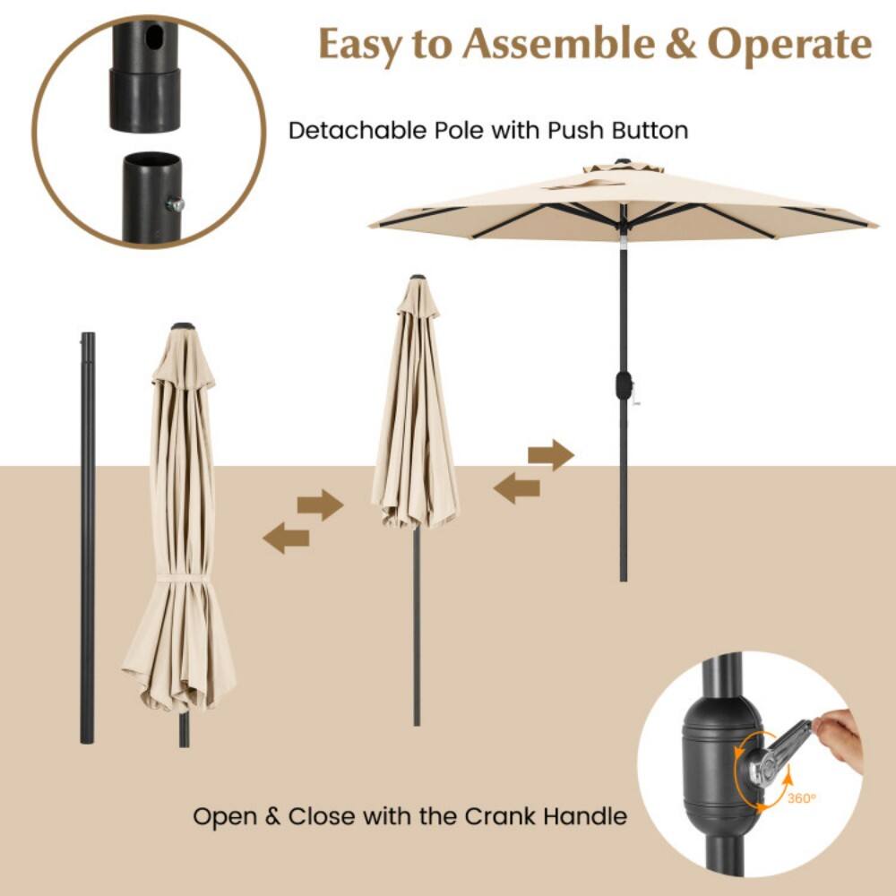 Easy to Assemble & Operate

Detachable Pole with Push Button

Open & Close with the Crank Handle

360°