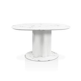 Furniture of America - Elara Iron Base Pedestal Oval Dining Table - White