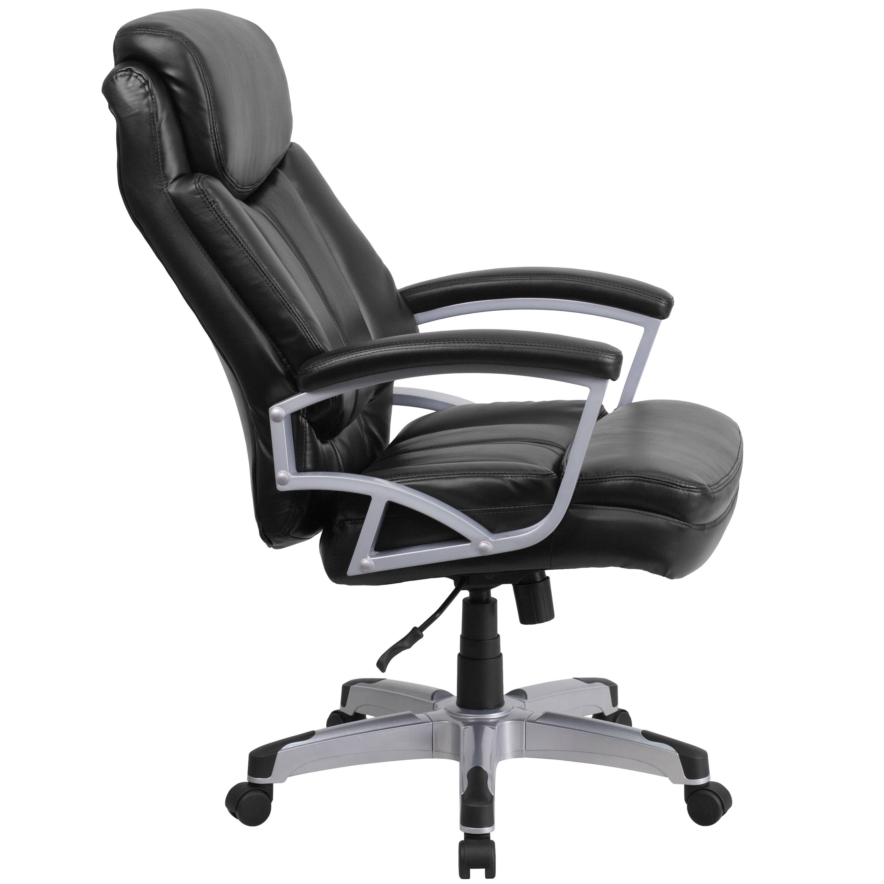 Alt View 6. Emma + Oliver - 500 lb. Big & Tall Executive Swivel Ergonomic Office Chair with Arms - Black LeatherSoft.