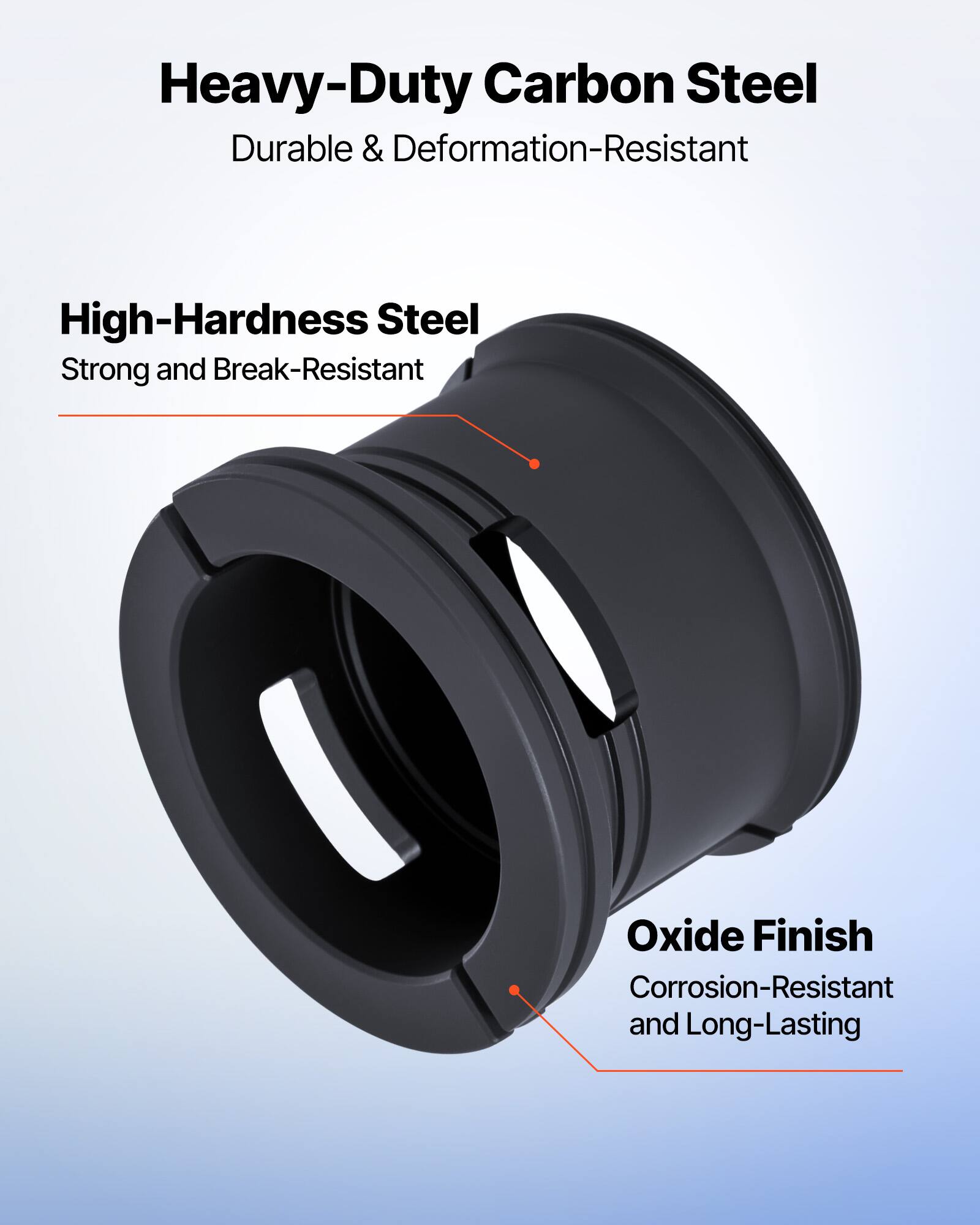 Heavy-Duty Carbon Steel  
Durable & Deformation-Resistant  

High-Hardness Steel  
Strong and Break-Resistant  

Oxide Finish  
Corrosion-Resistant and Long-Lasting