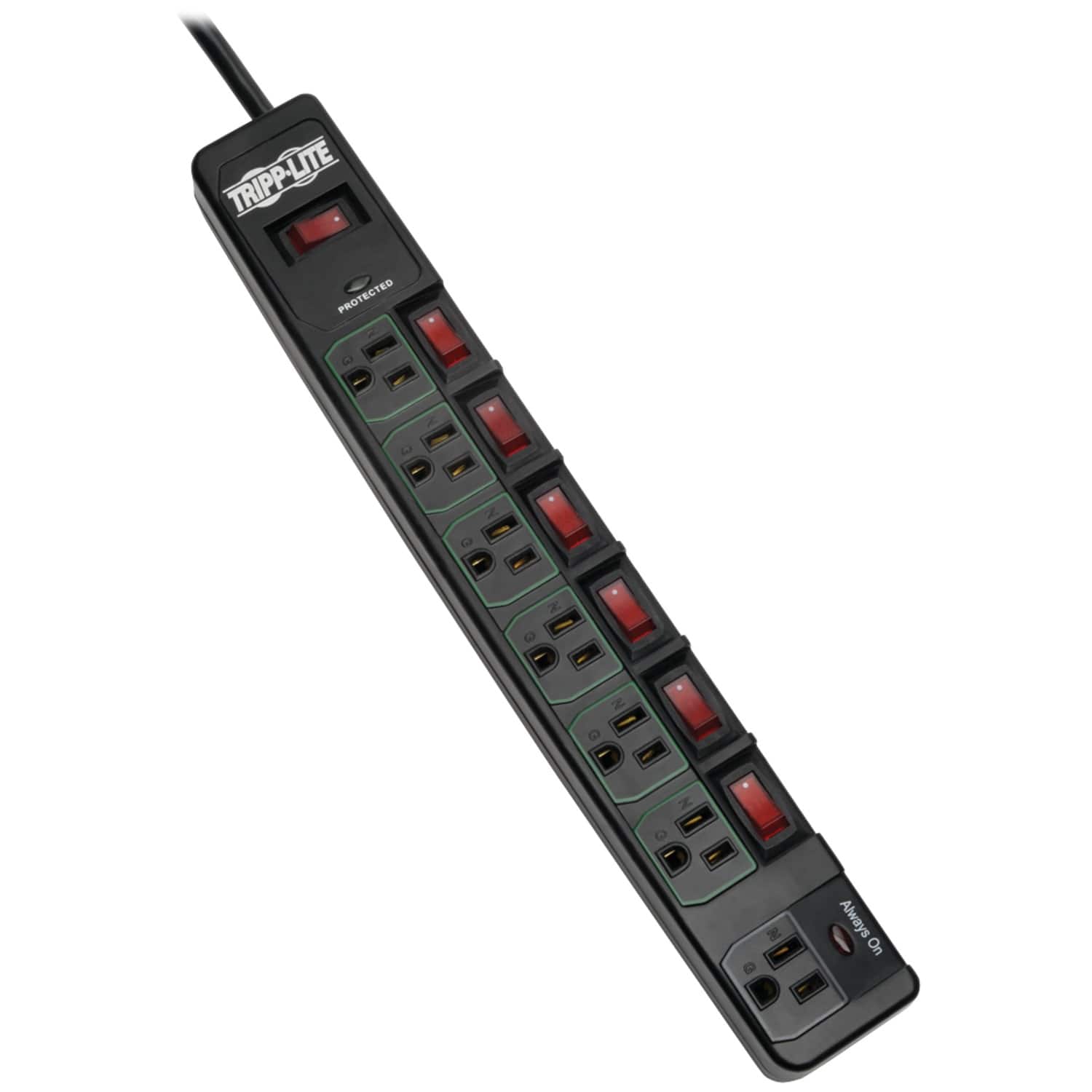 Tripp Lite - By Eaton Tlp76msgb Eco-surge 1,080-joules Energy-saving Surge Protector, 7 Outlets, 6-ft. Cord - Black