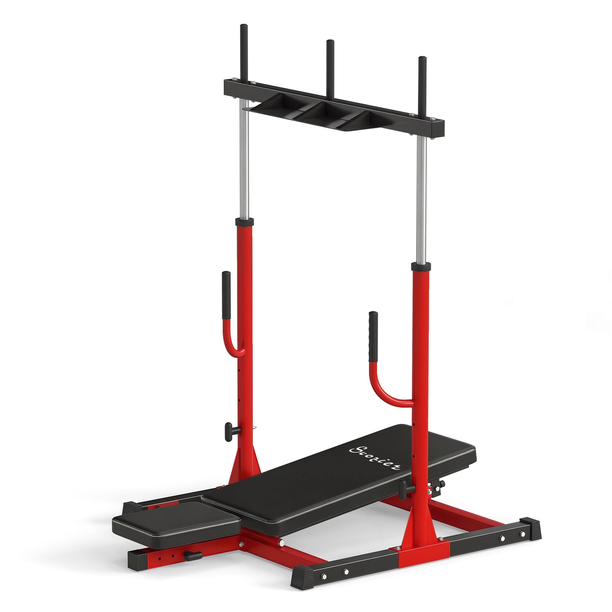 Soozier - Vertical Leg Press Machine, 660LBS Capacity, Leg Strength Training Machine with Adjustable Leg, Back, and Head - Red