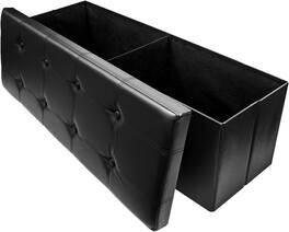 Sorbus - Folding Storage Ottoman Bench Chest, Leather Ottoman with Storage- 43 inch Long Hold up 700lbs - Black
