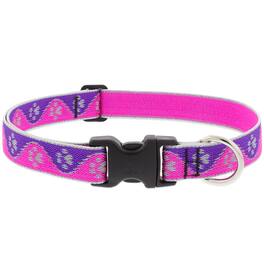 LupinePet - Reflective Paws Nylon Dog Adjustable Collar - Pink