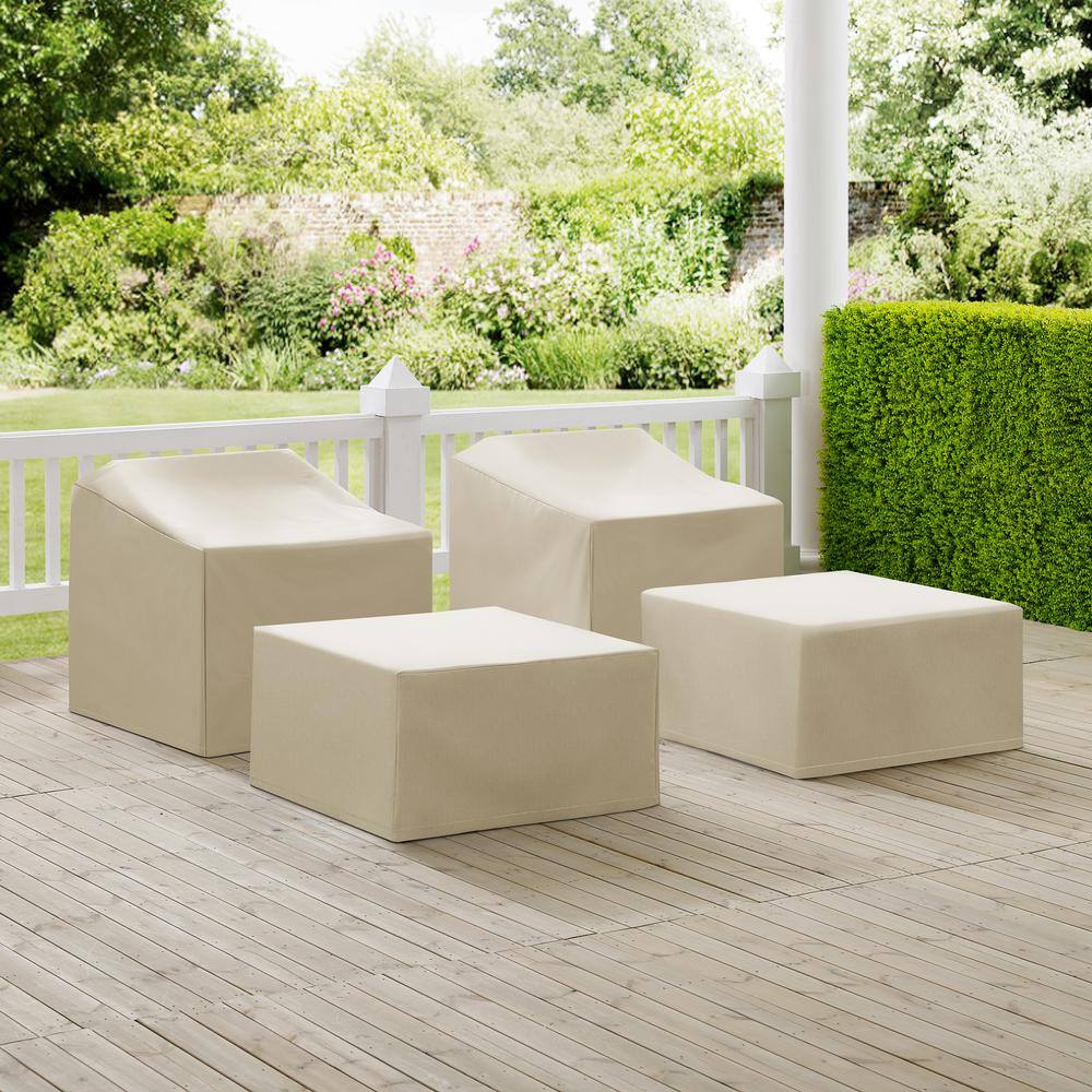 Alt View 2. Crosley Furniture - 4Pc Outdoor Furniture Cover Set - 2 Arm Chairs & 2 Ottomans - Tan.