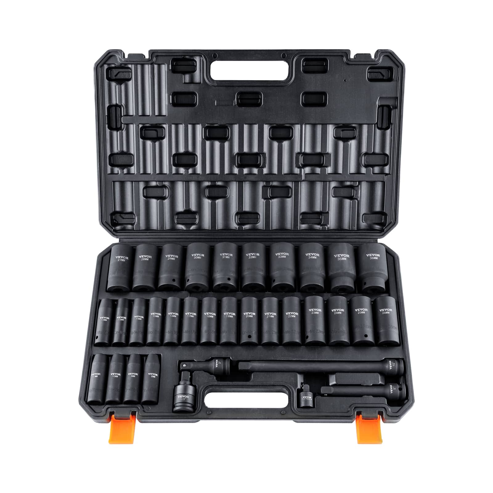 "VEVOR - 1/2"" Drive Deep Impact Socket Set, 34pcs Socket Set Metric （8-36mm） 6 Point Cr-MO Alloy Steel for Auto Repair - Black" price history on PriceWatchPro