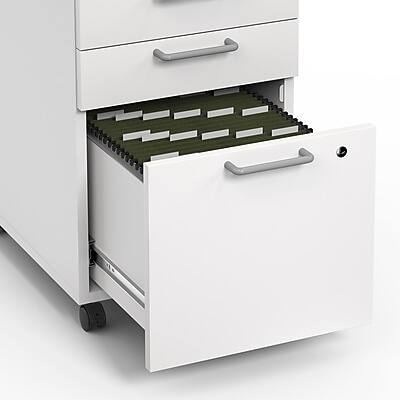 Alt View 4. Union & Scale - Essentials 3-Drawer Mobile Vertical File Cabinet, Letter/Legal, Lockable, 24.3"H x 15.6"W x 21.3"D - White.