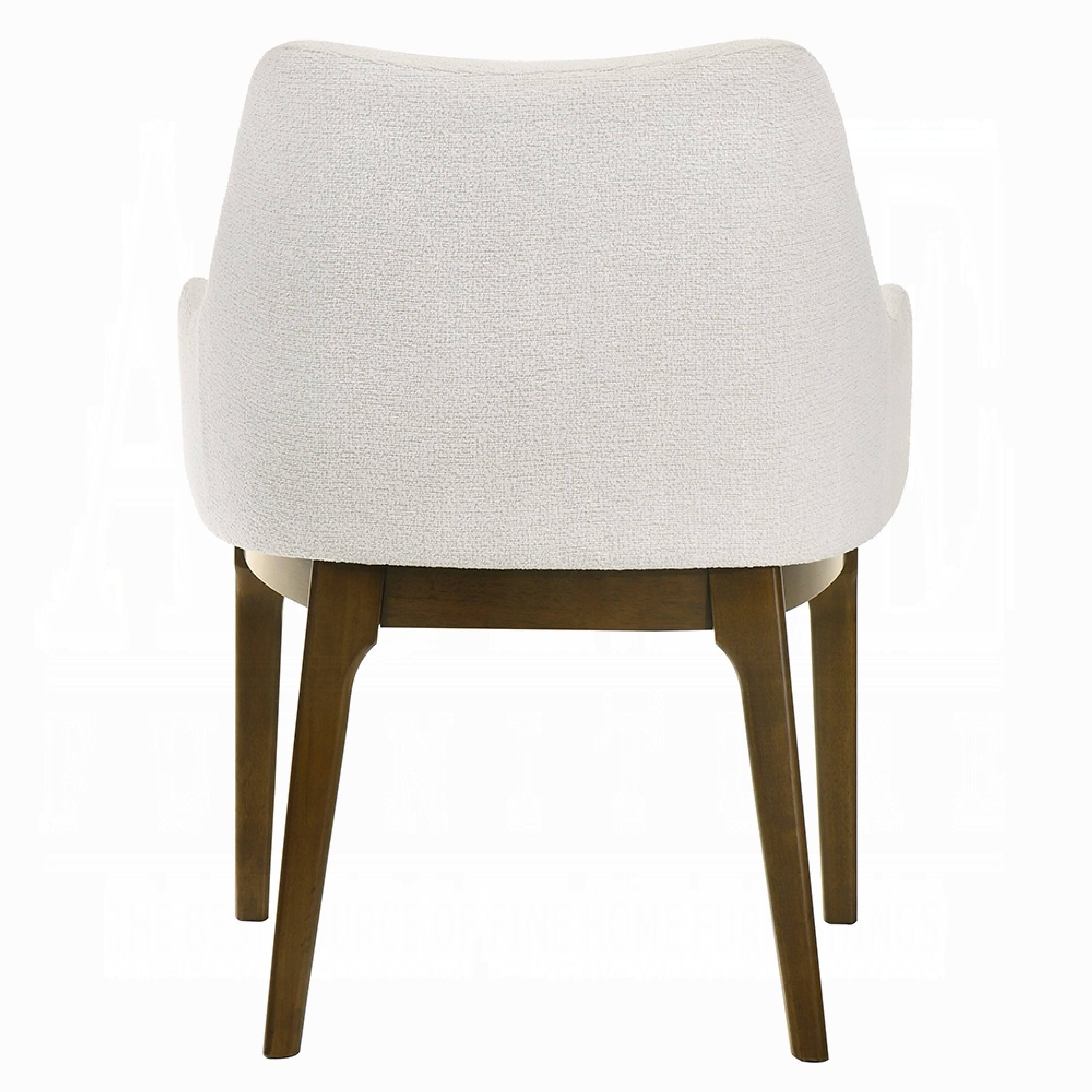 Alt View 3. Manhattan Lane - Pery Dining Side Chair Set of 2, White Chenille, Angled Oak Brown Legs - White, Oak Brown.