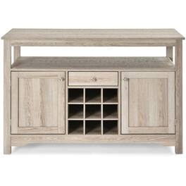 Hivvago - Oak Buffet Server 9 Bottle Wine Cabinet Console - Gray