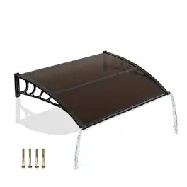 Winado - 39.4*59.1 Inch Window Awning Canopy, Polycarbonate Front Door Patio Cover for UV, Rain,Snow,Sunlight with Drainage - Brown