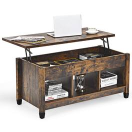 Costway - Lift Top Table w/ Hidden Compartment and Storage Shelves - Coffee
