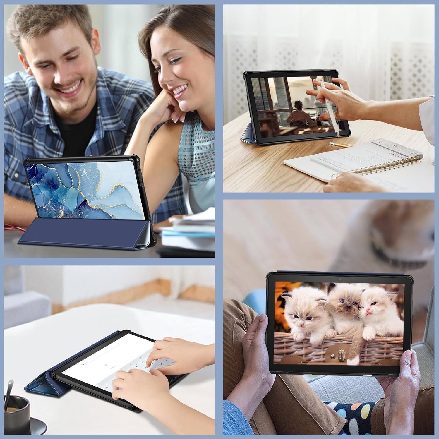 Alt View 2. Fintie - Slim Case for All-New Fire HD 10 & Fire HD 10 Plus (13th, 2023) Trifold Stand Cover Lightweight PU Leather Hard Shell - Ocean Marble.