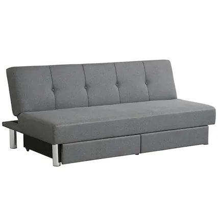 Front. Pefilos - 3-Seat Convertible Sofa Bed with 2 Large Drawers and 3 Adjustable Angles, Couch for Living Room, Loveseat Sofa - Gray.
