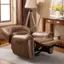Alt View 11. Bestier - Oversized Brown Vegan Leather Manual Power Recliner with Nailhead Trim and USB Port - Brown.