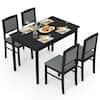 Front. Costway - Costway 5 PCS Dining Table Set for 4 with Rubber Wood Legs Upholstered Seat Padded Backrest - Gray.