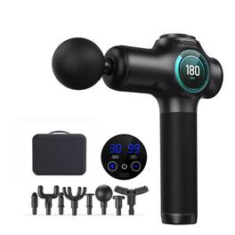 Cluzine - Massage Gun 99 Speeds 8 Heads Deep Tissue Percussion for Back Pain Relief - Gray