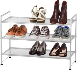 Refined Abode Design - Shoe Rack Storage Shelf Rack Space Small Stylish Home Household Essential Item Solution Design - Silver Mesh Panel