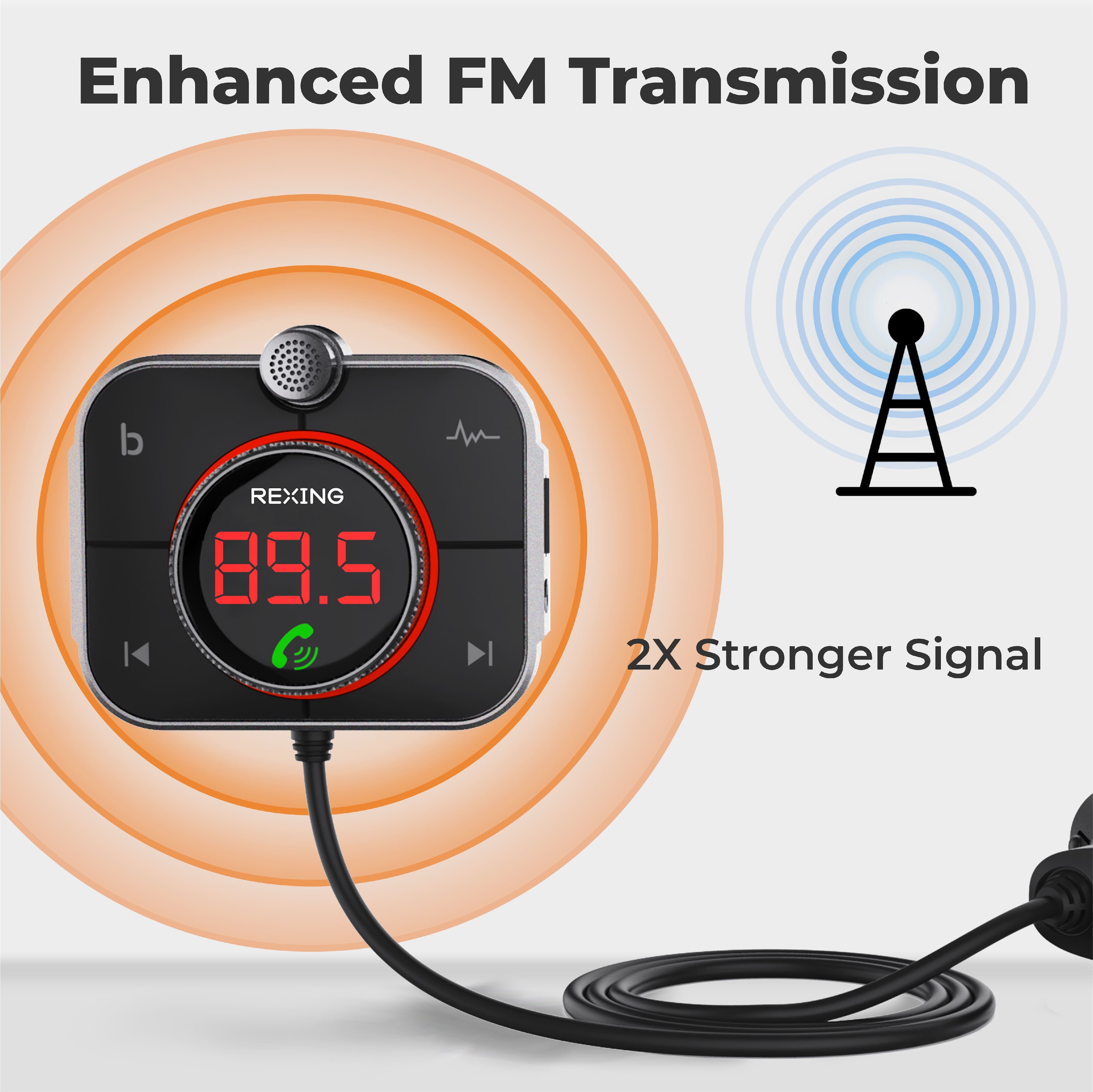 Enhanced FM Transmission
REXING 89.5
2X Stronger Signal