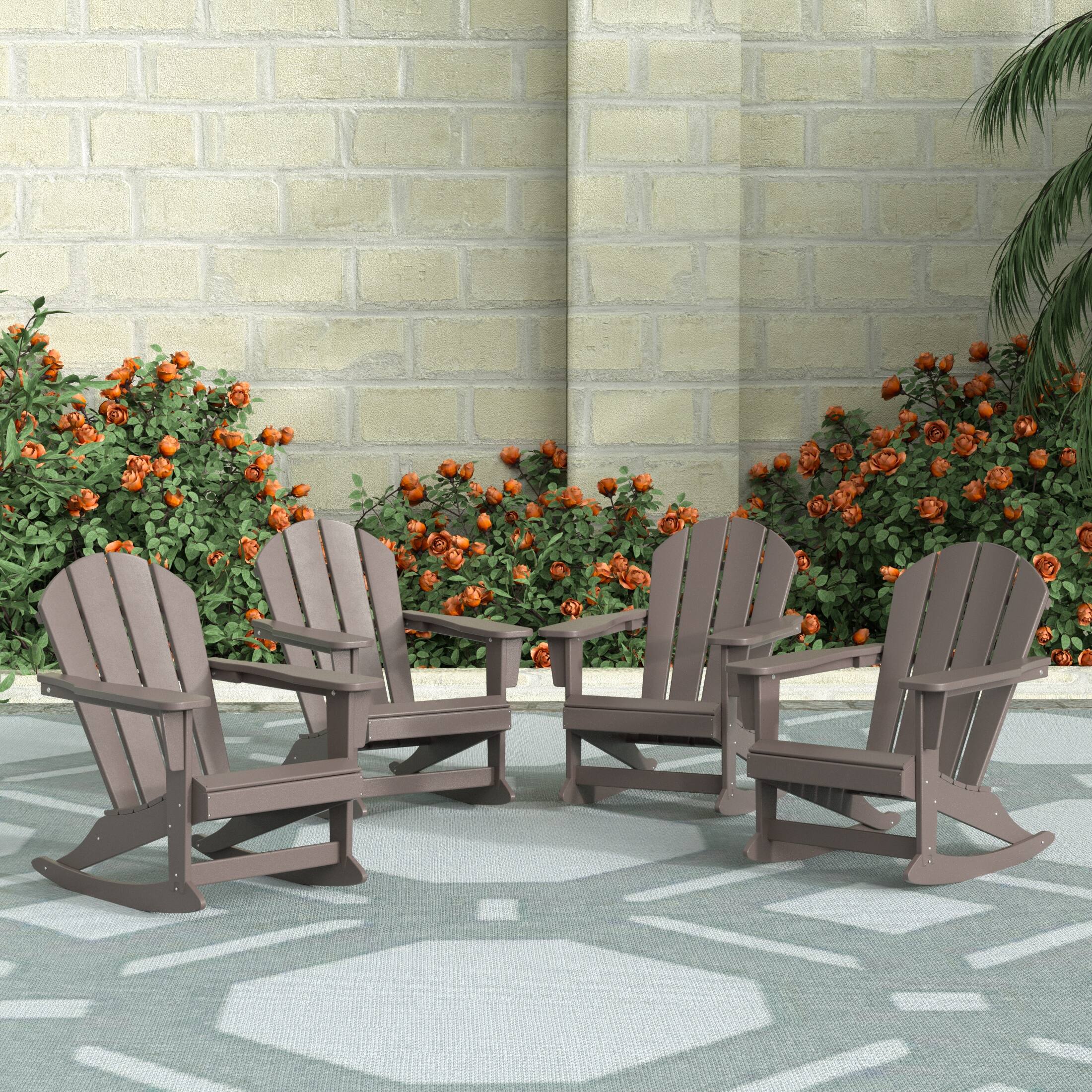 Angle. WestinTrends - WestinTrends Malibu Outdoor Patio Porch Rocking Adirondack Chair (Set of 4) - Dark Brown.